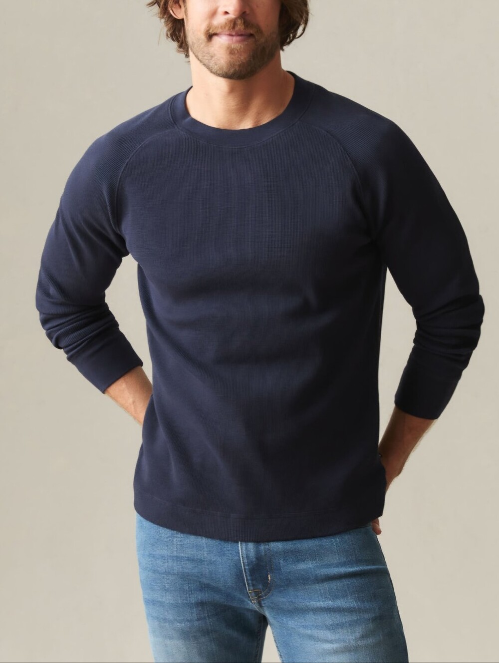 American Giant Men's Large Thermal Long Sleeve Crew Tee Shirt NWOT